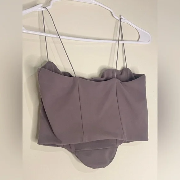 JOAH BROWN- Sueded Brown Contour Corset Tank - Picture 4 of 6